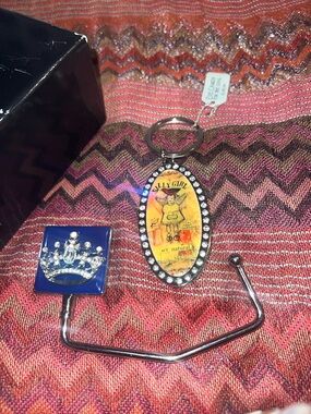Yellow & Blue Decorative Keychain and Purse Hook Set